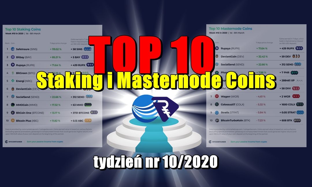 Top 10 Staking i Masternode Coins - tydzień nr 10/2020