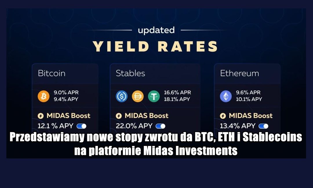 Przedstawiamy nowe stopy zwrotu da BTC, ETH i Stablecoins na platformie Midas Investments
